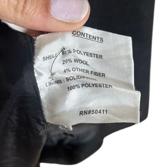 Nine West Wool Blend Single Breasted Long Sleeve Coat Jacket Black Size Large - Picture 6 of 8